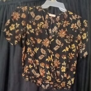 Floral Black and Brown Women's Top